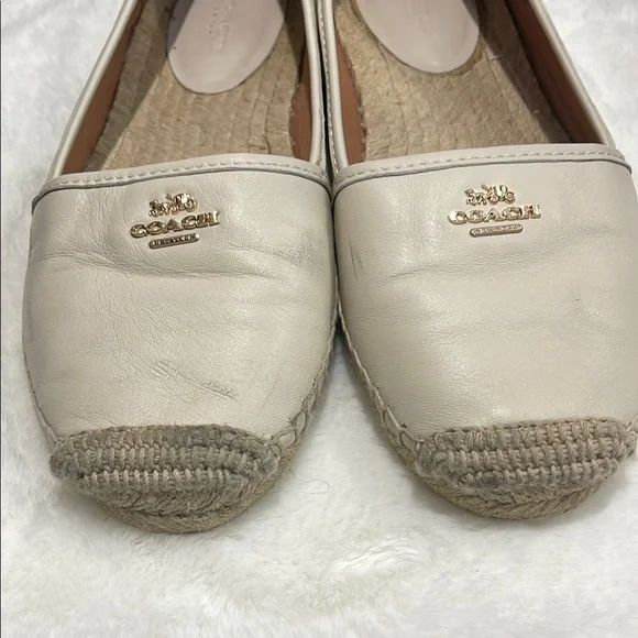 COACH- Rhodelle Soft Lambskin Women's Chalk Espadrille Flats- 9M - Picture 7 of 10
